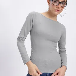 glitchez Ribbed Snatch Ruched Fitted Top-image-40