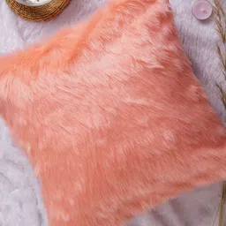 Folkstorys Pink Faux Fu Square Cushion Cover-picture-10