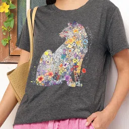 DressBerry Feline Flora Graphic Print T-shirt-image-8