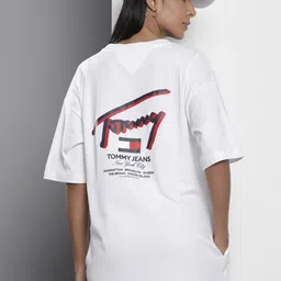 Tommy Hilfiger Pure Cotton Brand Logo Printed T-shirt Dress-image-9