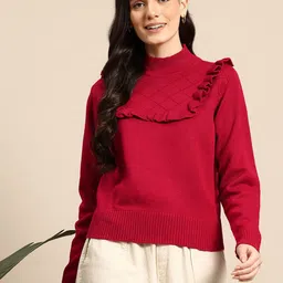 Mast & Harbour Ruffled Detail High Neck Pullover-picture-39