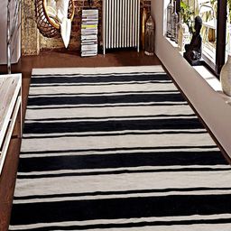 Saral Home Black & White Striped Anti-Skid Handwoven Dhurrie-picture-41