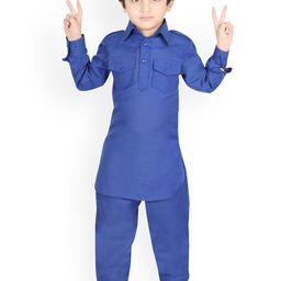 SG YUVRAJ Boys Blue Solid Kurta with Pyjamas-picture-45