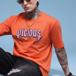 HERE&NOW Typography Printed Drop-Shoulder Sleeves Pure Cotton Relaxed Fit T-shirt-picture-10