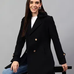 Cantabil Women Long Sleeve Double-Breasted Regular Fit Overcoat-image-40