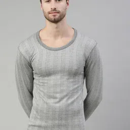 DIXCY SCOTT Men Grey Melange Thermal T-Shirt-image-8