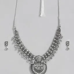 Peora Silver-Plated Oxidised Jewellery Set image 3