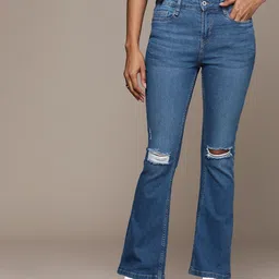 The Roadster Life Co. Women Skinny Flared Fit Distressed Light Fade Stretchable Jeans-picture-37