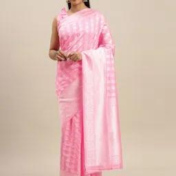 Mitera Pink Pure Silk Woven Design Kota Saree-image-22