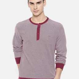 ColorPlus Men Red Striped Sweatshirt image 1