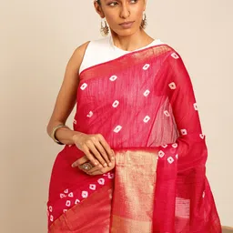 Taavi Bandhani Saree With Zari Border-picture-14
