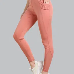 SHARKTRIBE Women Peach Solid Ankle-Length Tights-image-15