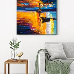 999Store Yellow & Blue Lighthouse Canvas Wall Art-picture-18