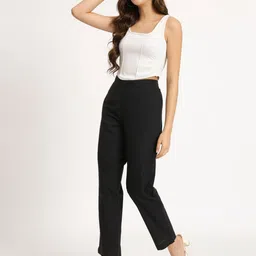Laad Women Cotton Mid Rise Straight Trousers-image-11