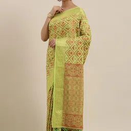 MIMOSA Green & Red Art Silk Woven Design Patola Saree-image-33