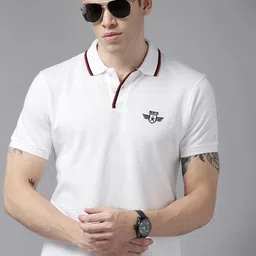 Roadster Men White Polo Collar Pure Cotton T-shirt-image-87