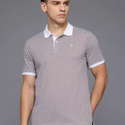 Raymond Geometric Print Polo Collar Pure Cotton Modern Fit T-shirt-picture-38