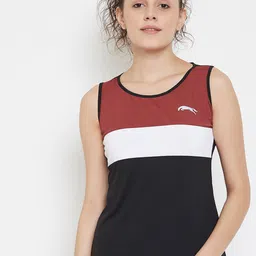 JUMP USA Women Black & Red Colourblocked Tank Top image 1