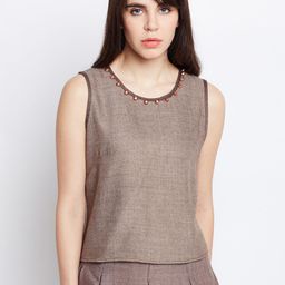 Oxolloxo Women Beige Solid Top-picture-41