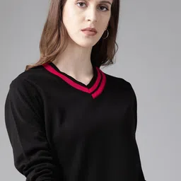 Roadster Women Black Solid Pullover Sweater image 1