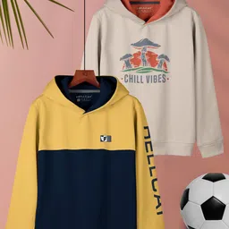 HELLCAT Girls Pack of 2 Printed Hooded Cotton Pullover Sweatshirts-image-84