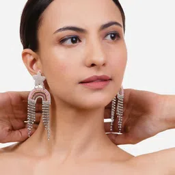VIVAZS Beaded Star Shaped Rainbow Drop Earrings-picture-34