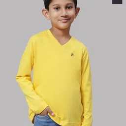 Friskers Boys Yellow 2 V-Neck Raw Edge T-shirt-picture-29