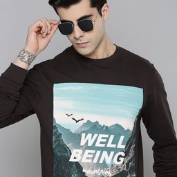 Flying Machine Men Charcoal Grey & Blue Printed Cotton Sweatshirt-picture-33