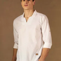 DENNISON Men White Comfort Fit Kurta-picture-12