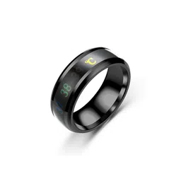 Moneekar Jewels Men Black Stainless Steel Thermometer Temperature Measuring Finger Ring-image-11