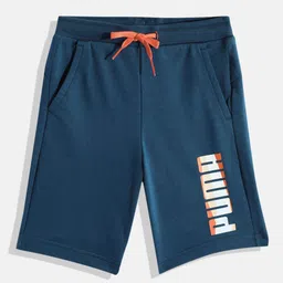 Puma Boys Teal Blue Graphic ll Youth Logo Print Regular Fit Mid-Rise Regular Shorts image 1