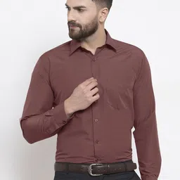 English Navy Men Maroon Slim Fit Solid Formal Shirt-image-57