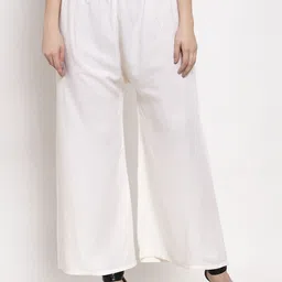 Miaz Lifestyle Women Off-White Solid Straight Palazzos-picture-38