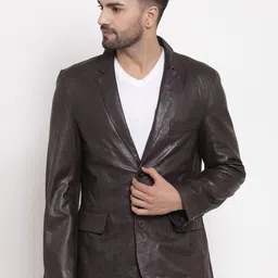 Teakwood Leathers Men Brown Solid Water Resistant Leather Jacket-picture-29