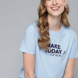 Mast & Harbour Women Blue Printed Round Neck T-shirt-picture-7