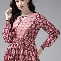 Indo Era Women Maroon Ethnic Motifs Printed Kurta-picture-11