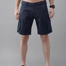 The Roadster Lifestyle Co Men Navy Blue Solid Regular Fit Cargo Shorts-image-51
