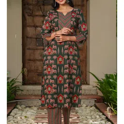 Aramya Abstract Printed Notch Neck Straight Kurta-picture-29