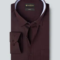 INVICTUS Men Burgundy Solid Slim Fit Cotton Formal Shirt-image-32