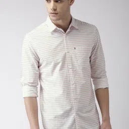 HIGHLANDER Men White & Pink Slim Fit Striped Casual Shirt-picture-24