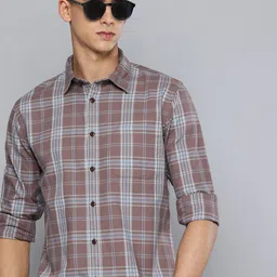 Flying Machine Pure Cotton Slim Fit Checked Casual Shirt-image-92