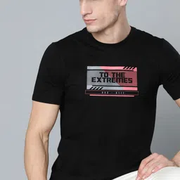 HRX By Hrithik Roshan Lifestyle Men Jet Black Bio-Wash Brand Carrier T-shirt-picture-16