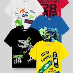 KUCHIPOO Boys Pack Of 5 Printed T-shirt-picture-31