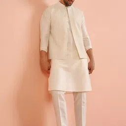 KISAH Men Embroidered Chikankari Kurta Jacket with Trouser-picture-33