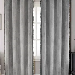 STITCHNEST Grey 2 Pieces Velvet Black Out Door Curtains-image-9