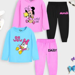 YK Disney Girls Pink & Blue Printed T-shirt with Pyjamas-picture-20