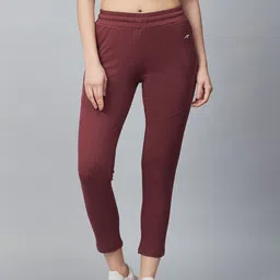 Alcis Women Burgundy Slim Fit Solid Cropped Track Pants-picture-23