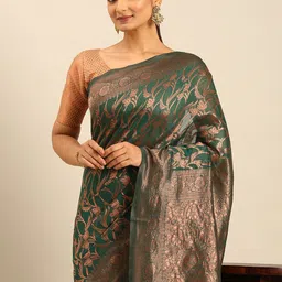 SANGAM PRINTS Floral Woven Design Saree-image-41