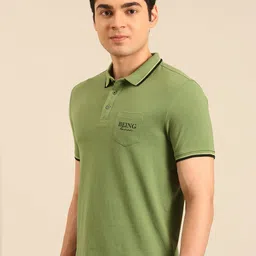 Being Human Polo Collar Pure Cotton T-shirt with Pocket-image-66