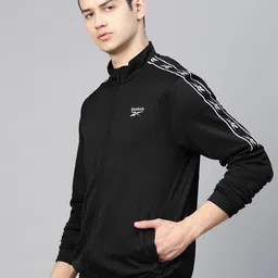Reebok Classic Men Black Solid Vector Tape Track Jacket-picture-32